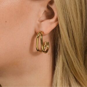 Gold Stud Earrings with Classic Design